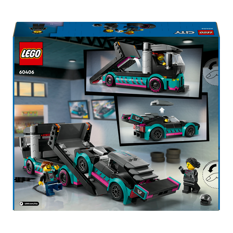 Kamión se závodním autem